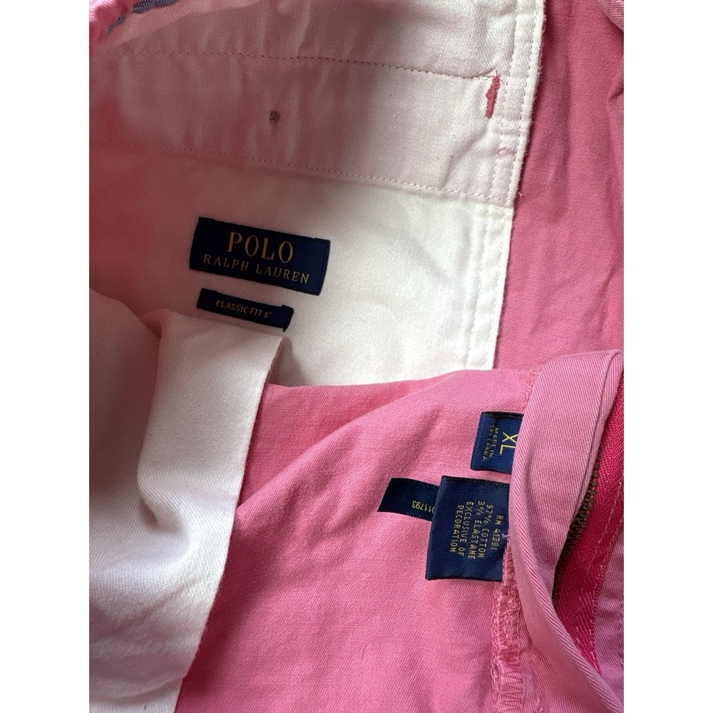 Polo Ralph Lauren Mens XL Shorts Classic Fit Chino Elastic Waist 6" Inseam Pink - Picture 3 of 6